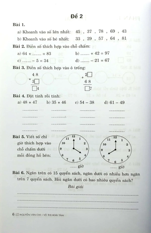 bộ 100 đế kiểm tra định kì toán lớp 2 - tập 1 - Ảnh 6