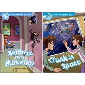 Bìa sách bộ combo oxford read and imagine - level 1 - clunk in space + robbers at the museum (set 2 books)