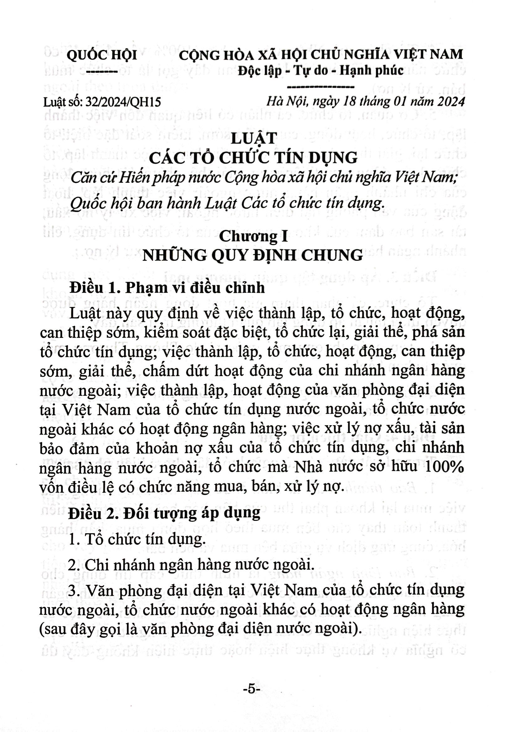 Bộ Luật Các Tổ Chức Tín Dụng (Hiện Hành) (Được Quốc Hội Thông Qua Ngày 18/01/2024, Có Hiệu Lực Kể Từ Ngày 01/7/2024) - Ảnh 4